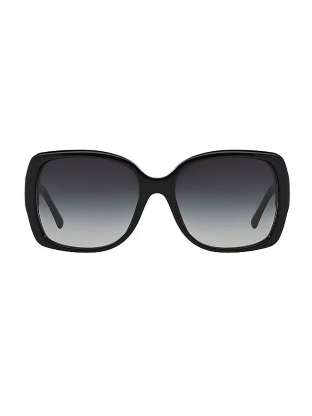 Burberry Black Frame Sunglasses with Gradient Gray Lenses and Check Temples - Picture 2 of 4